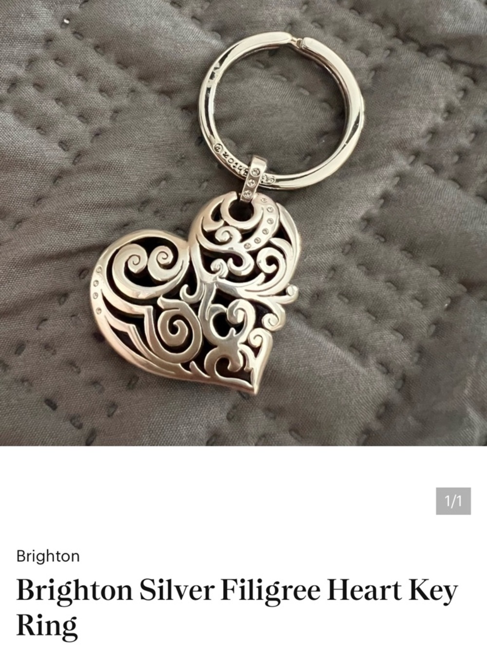 Brighton Silver Filigree Heart Key Ring - Silver Tone
